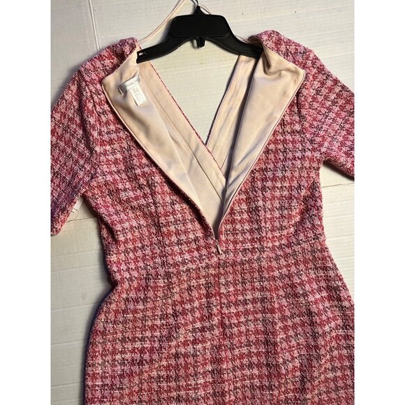 NWT- London Times Womens V-Neck Faux Wrap Houndstooth pink heart Dress - Size 8 - Picture 16 of 16